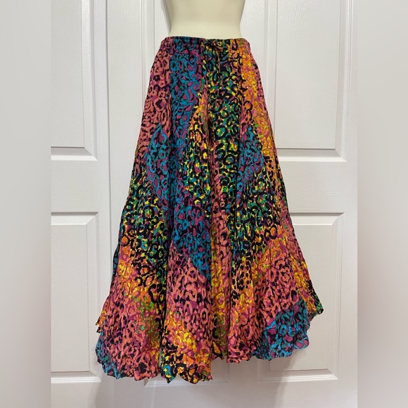 Boho Maxi skirt %100 cotton  colorful size S Made in India - Picture 1 of 9